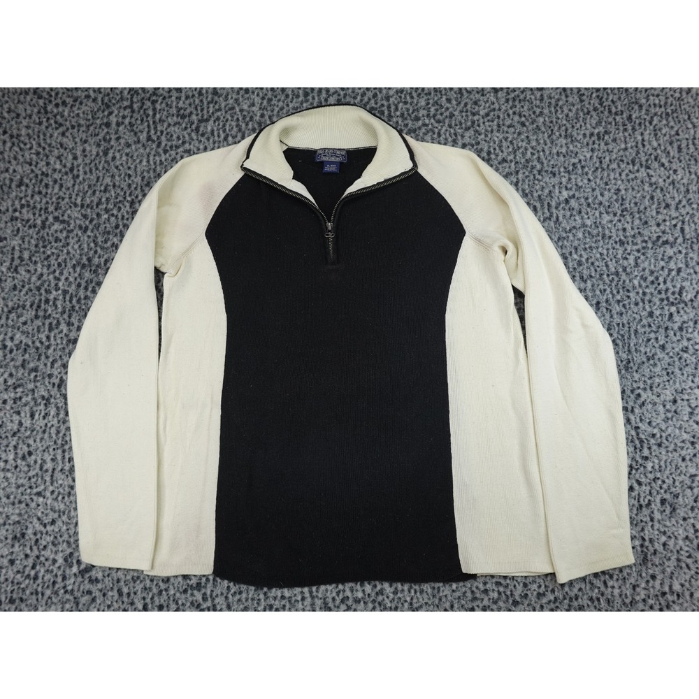 Polo Jeans Co Ralph Lauren Quarter Zip Sweater Mens XL Black Cream Colorblock